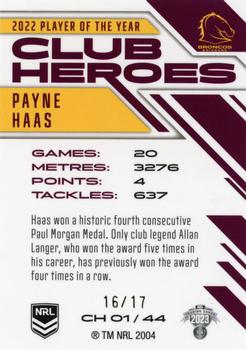 2023 NRL Traders Titanium - Club Heroes Priority #CH01 Payne Haas Back
